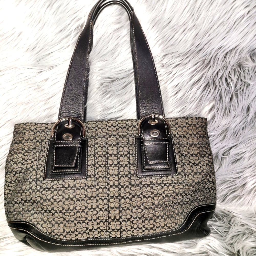 COACH * Signature Jacquard Business Tote/Shoulder Bag * Dark Grey